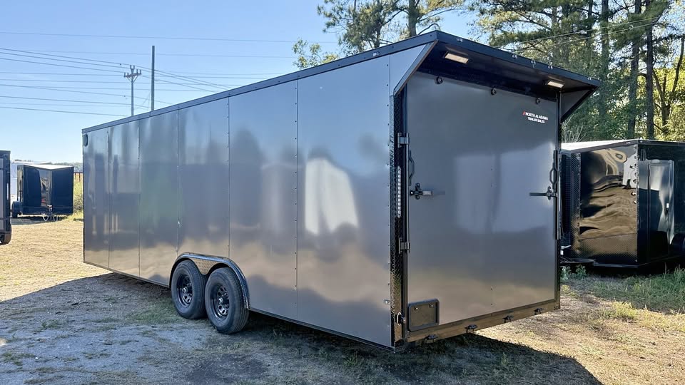 2026 New 8.5x24ft Charcoal Enclosed Trailer~5200# Torsion Axles~5 Yr Warranted **DAMAGED**