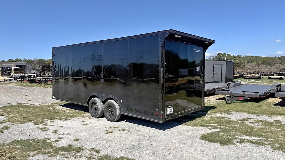 2026 USED 8.5x20ft Blackout Enclosed Trailer 10K~Rear Spoiler~Slant V-Nose~7ft Height